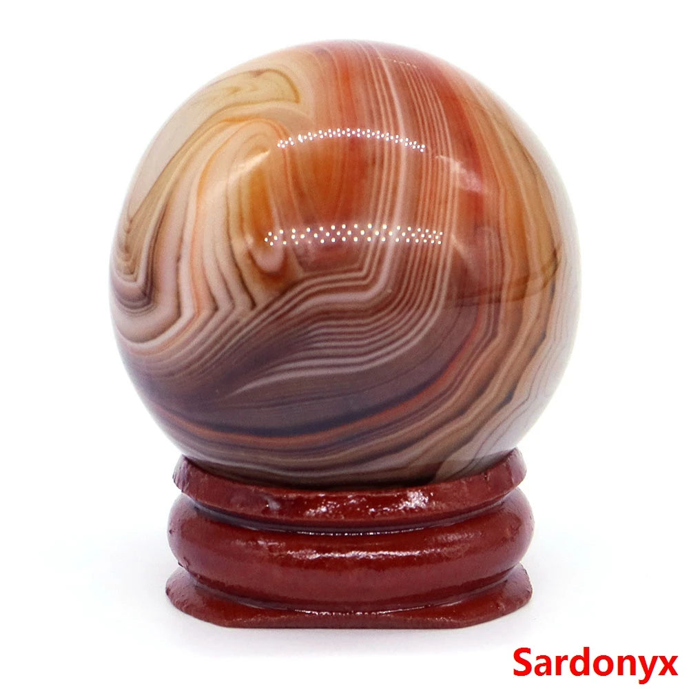 Halloween | 40MM Halloween Crystal Sphere – Natural Gemstone Energy Ball with Wooden Stand