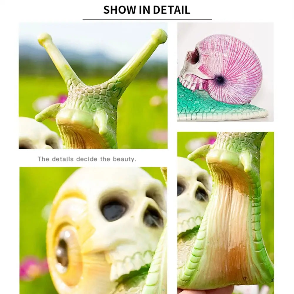 Halloween | Gothic Skeleton Snail Sculpture – Whimsical Halloween Garden Decor