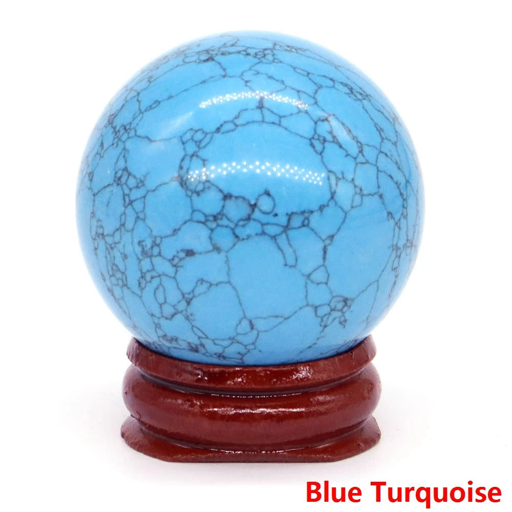 Halloween | 40MM Halloween Crystal Sphere – Natural Gemstone Energy Ball with Wooden Stand