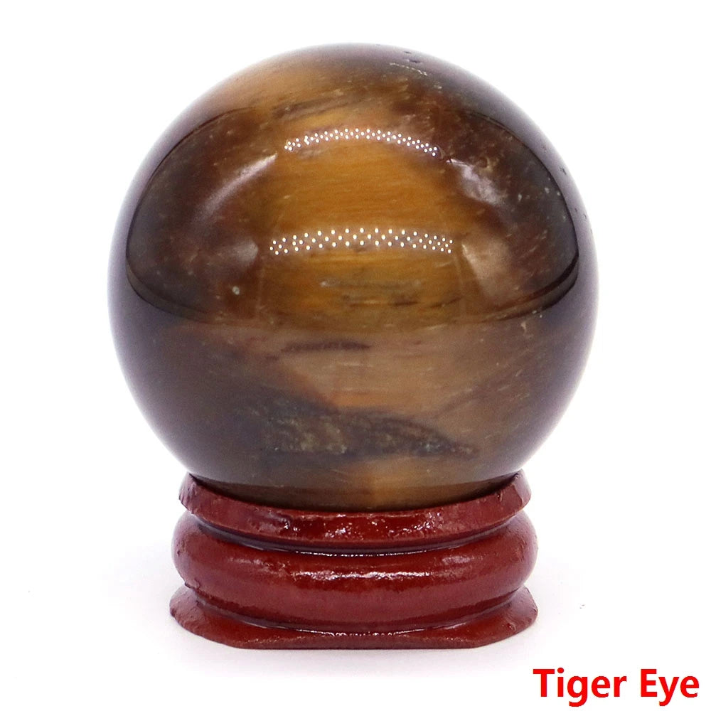 Halloween | 40MM Halloween Crystal Sphere – Natural Gemstone Energy Ball with Wooden Stand