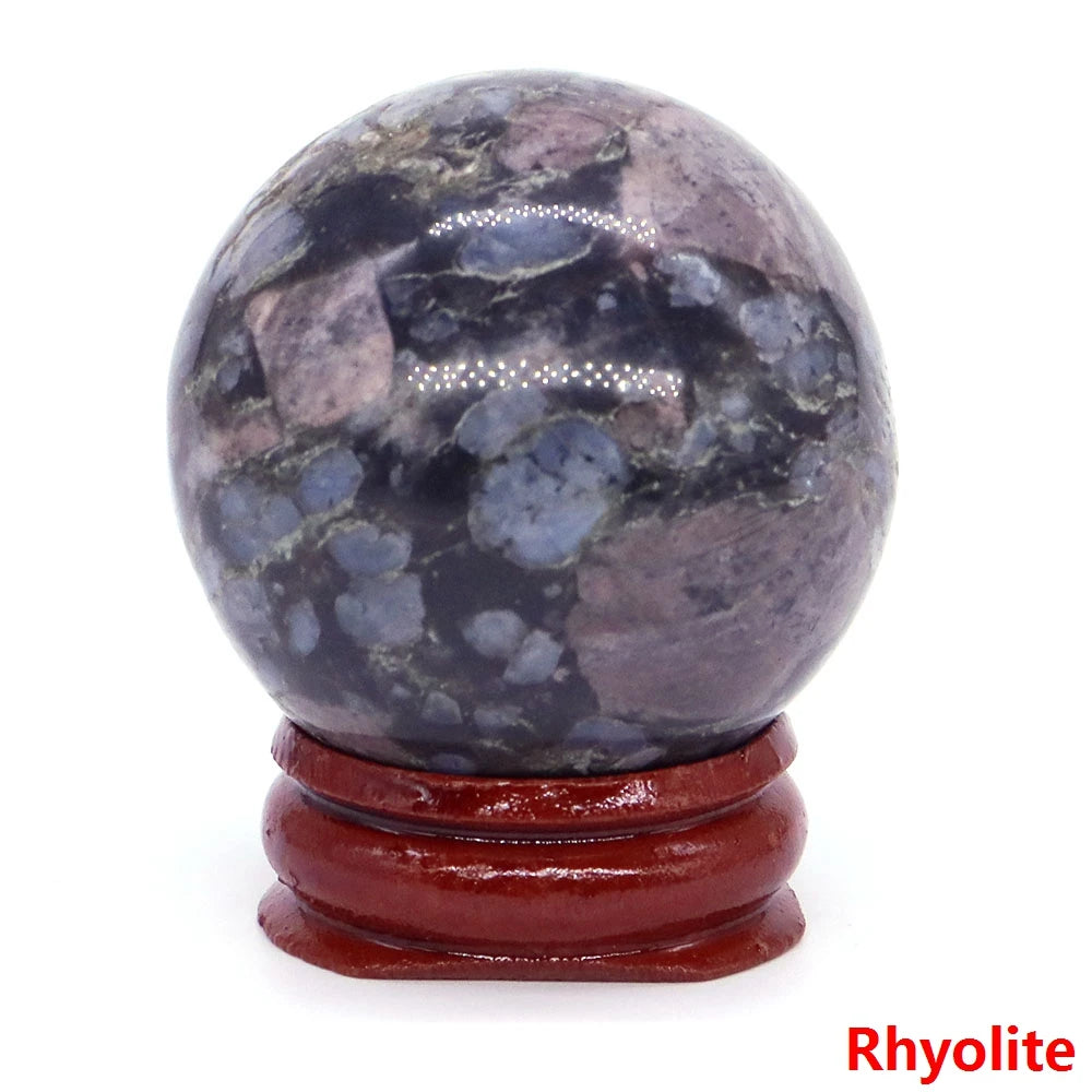 Halloween | 40MM Halloween Crystal Sphere – Natural Gemstone Energy Ball with Wooden Stand