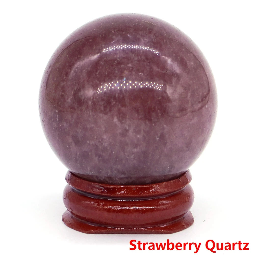 Halloween | 40MM Halloween Crystal Sphere – Natural Gemstone Energy Ball with Wooden Stand