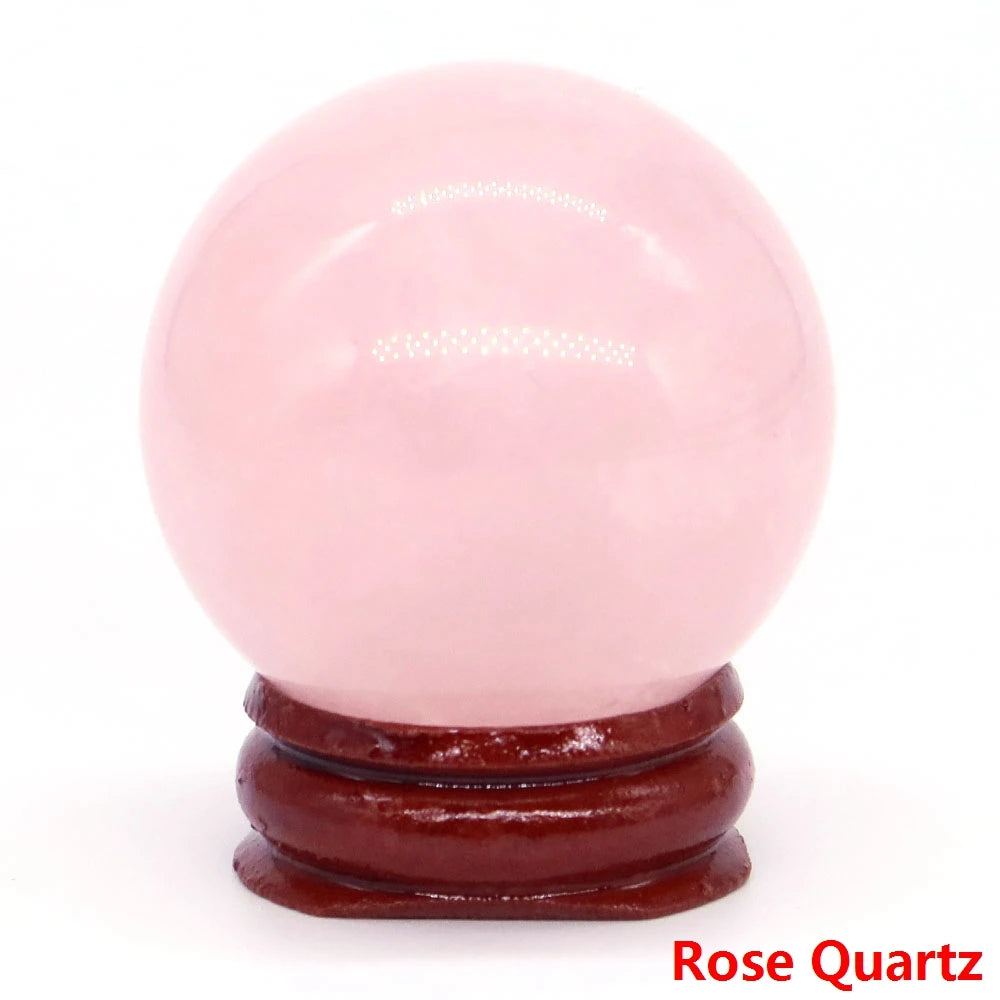 Halloween | 40MM Halloween Crystal Sphere – Natural Gemstone Energy Ball with Wooden Stand
