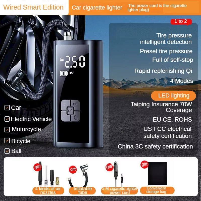đ Power Your Journey: The 150PSI Wireless Portable Car Air Compressor