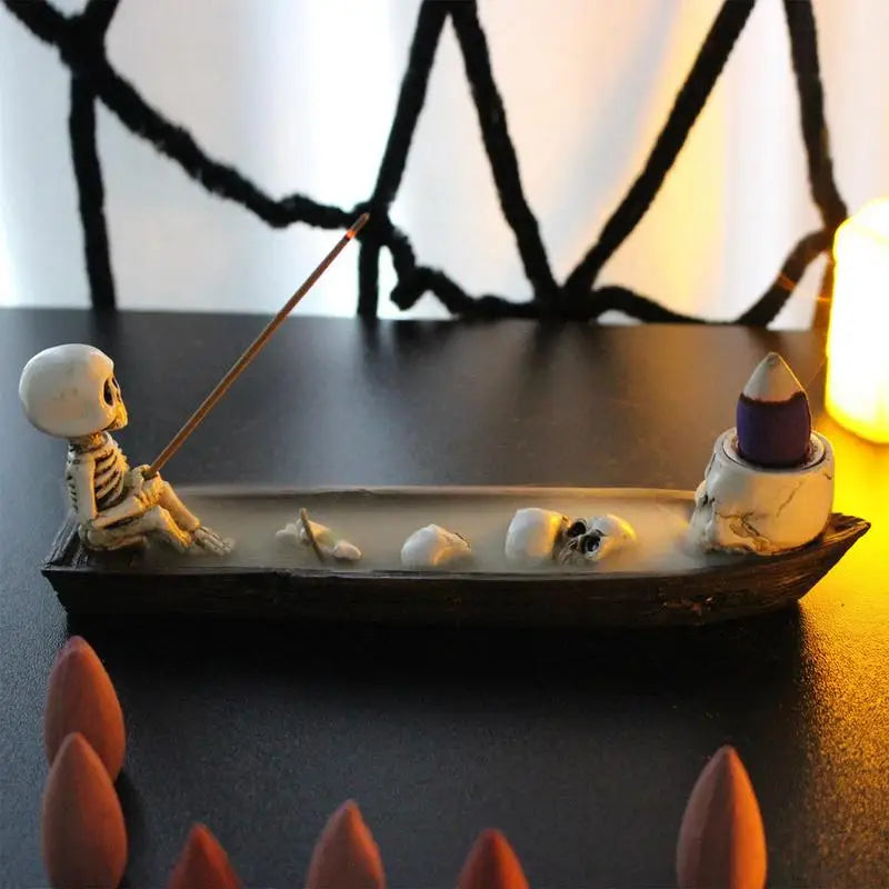 Halloween | Creative Skull & Ghost Resin Incense Holder — Decorative Tray for Home & altar