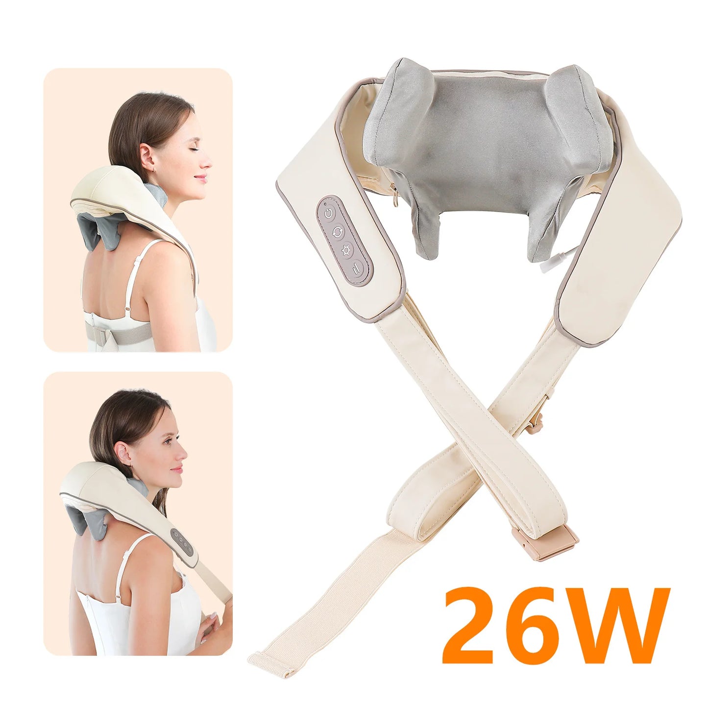 20-26W Wireless Neck & Shoulder Massager – Deep Kneading Massage Shawl with Heat