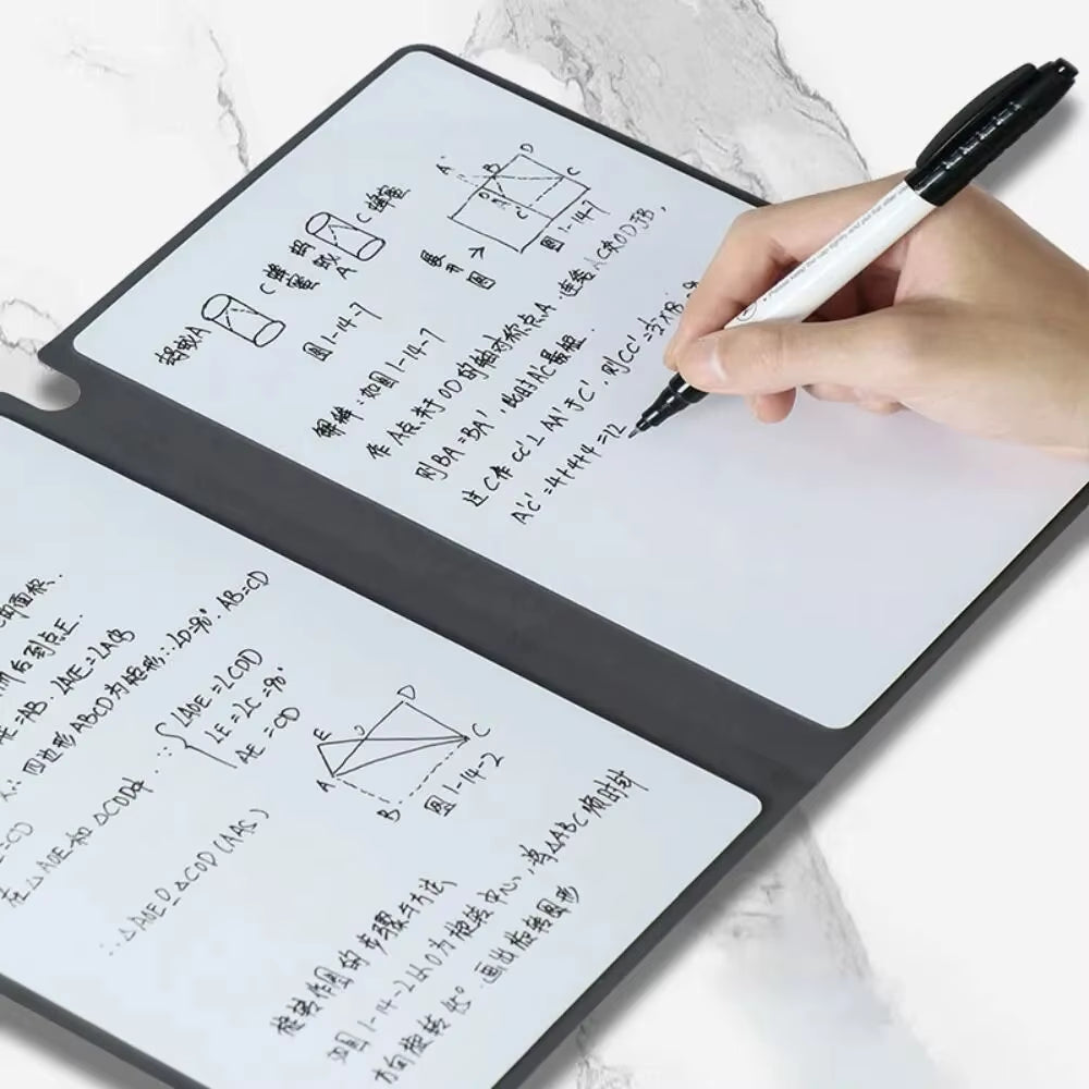1 Pcs Reusable Whiteboard Notebook Set with Whiteboard Pen Erasing Cloth Leather Memo Pad Weekly Planner Portable Stylish Office