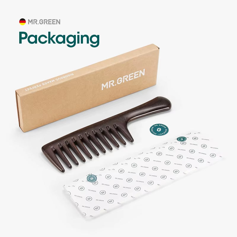 MR.GREEN Natural Wood Wide-Tooth Comb – Gentle Care for Healthy Hair