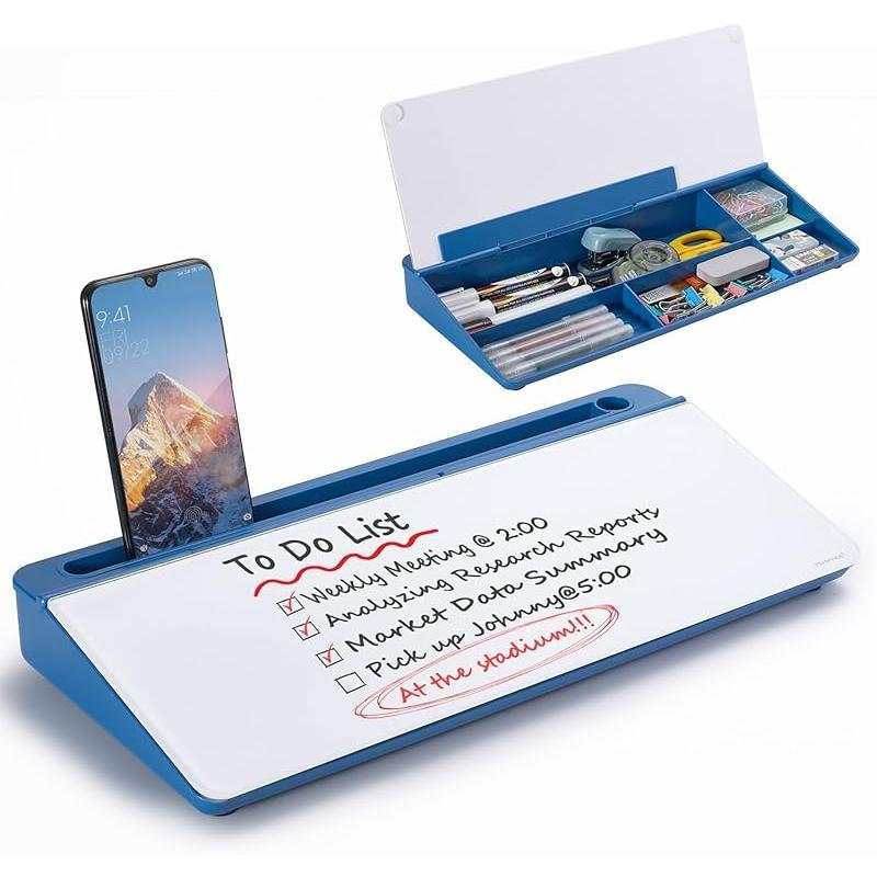 Small Glass Desktop Whiteboard Dry-Erase-Board - Computer Keyboard Stand White Board Surface Pad with Drawer, Desk Organizers with Accessories for Office, Home, School Supplies