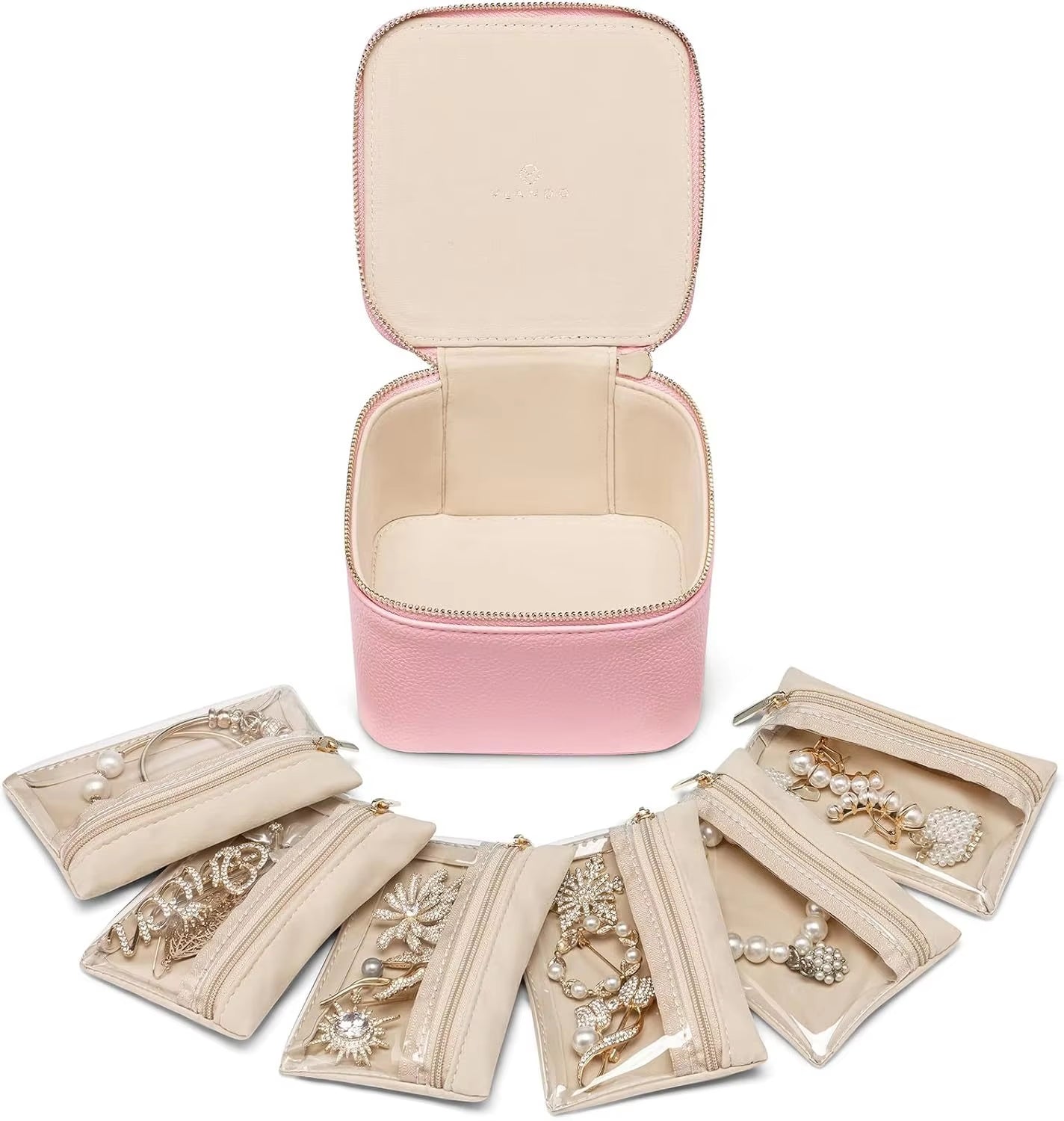 Travel Jewelry Box + 6 Velvet Pockets