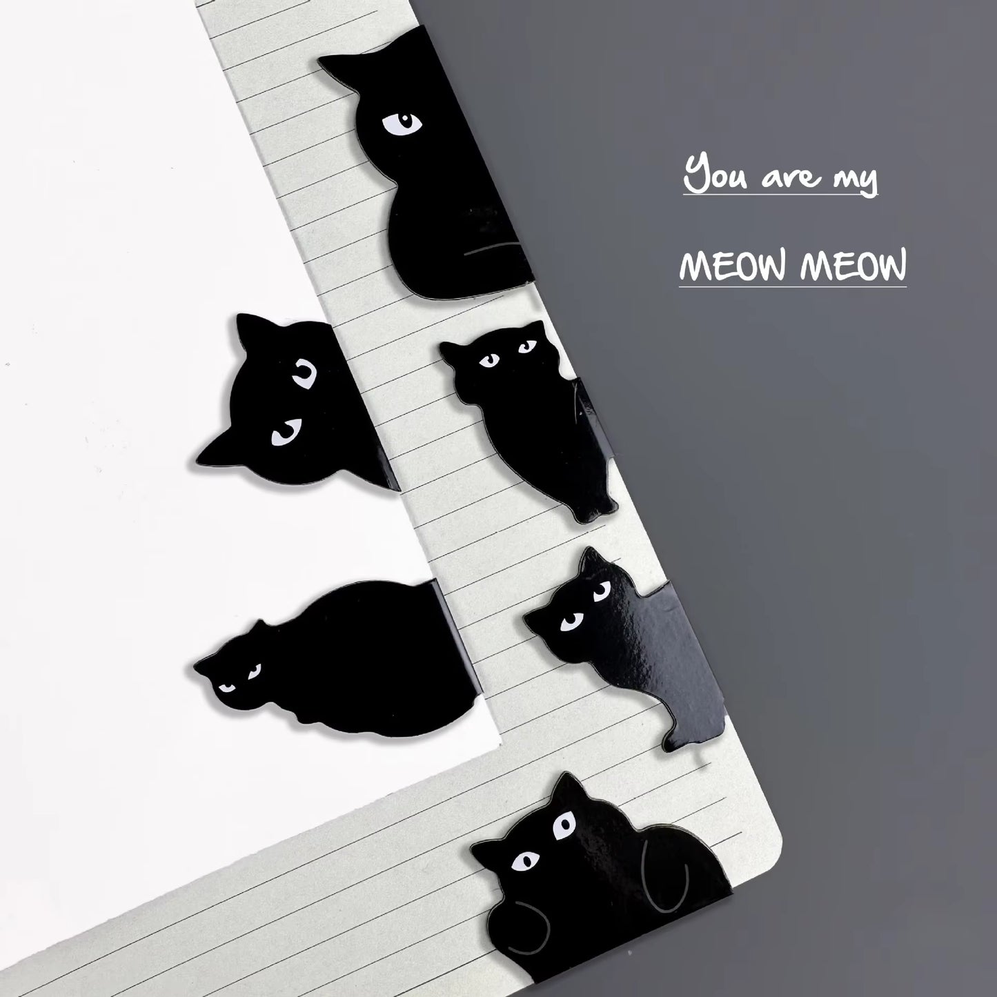 Halloween | Black Cat Magnetic Bookmarks — 6 / 7-Piece Set