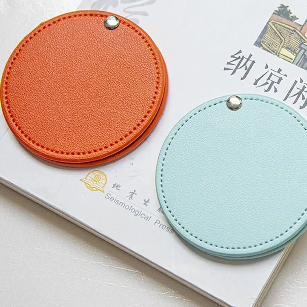 1Pc PU Leather Mini Mirror