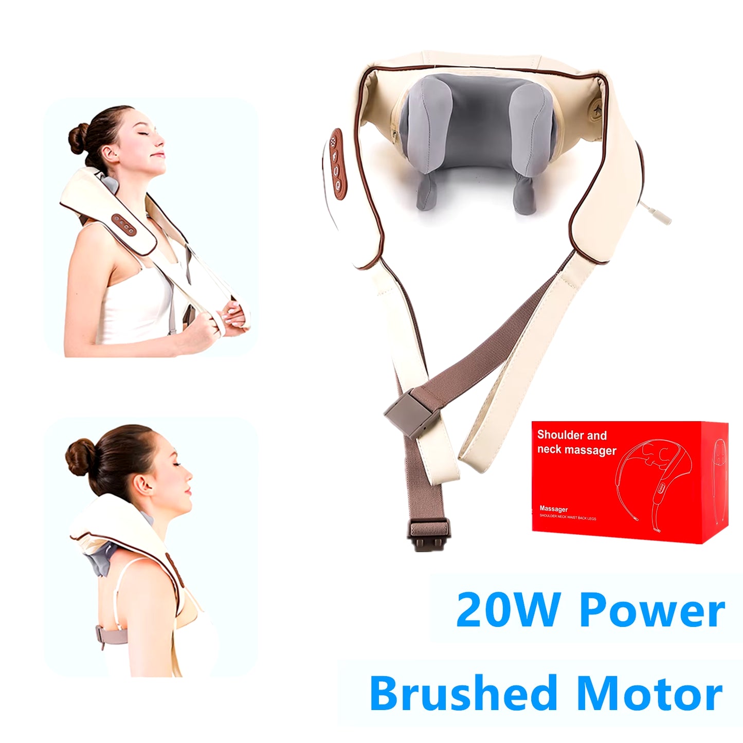 20-26W Wireless Neck & Shoulder Massager – Deep Kneading Massage Shawl with Heat