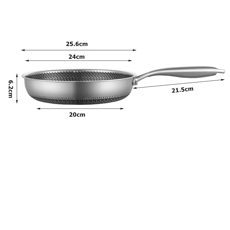 Stainless Steel Honeycomb Frying Pan with Lid – Model KC0480