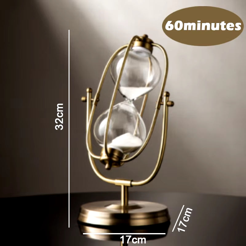 15-60 Minutes Newest Vintage Brass Hourglass 360° Rotating Metal Sand Clock Antique Timer Home Office Desktop Art Ornaments Gift