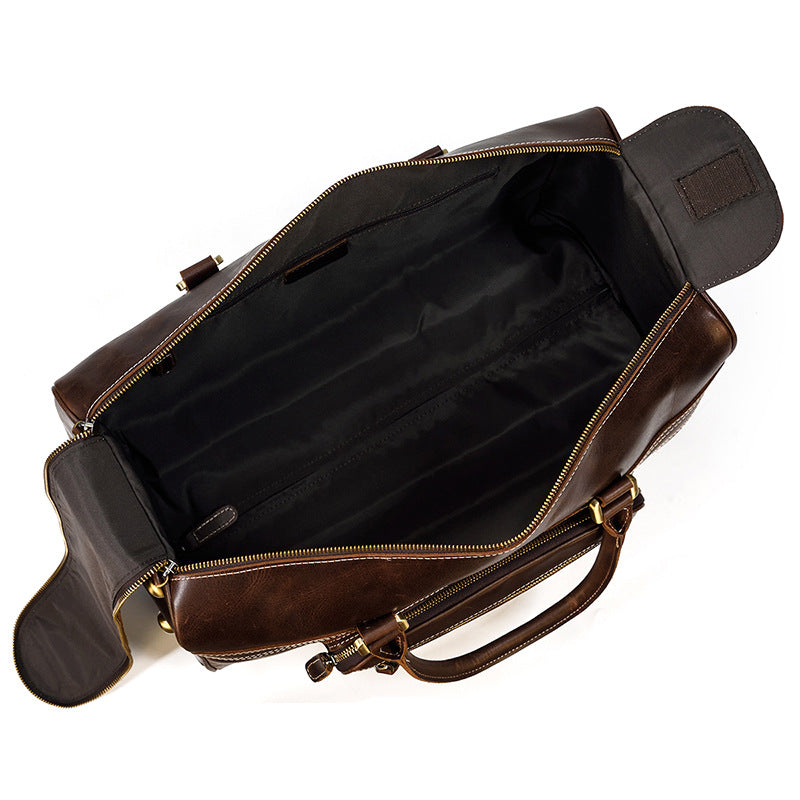 💼 The Executive Heritage: Men's Genuine Leather Retro Trolley Case