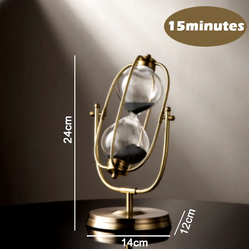 15-60 Minutes Newest Vintage Brass Hourglass 360° Rotating Metal Sand Clock Antique Timer Home Office Desktop Art Ornaments Gift