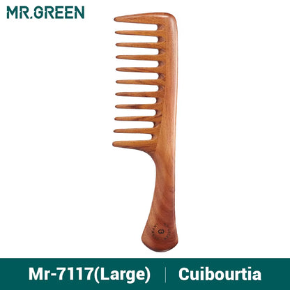 MR.GREEN Natural Wood Wide-Tooth Comb – Gentle Care for Healthy Hair