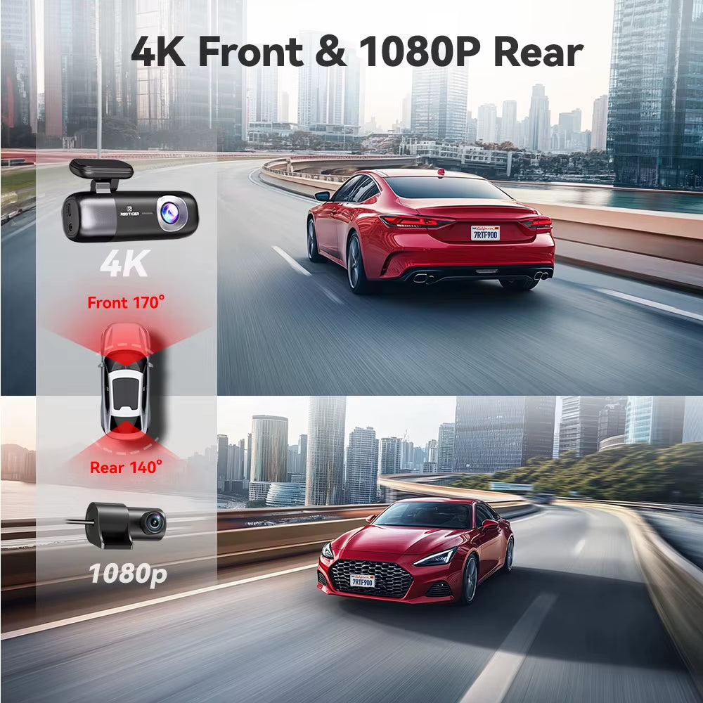 📹 Ultimate Road Surveillance: The REDTIGER F9 4K Front and Rear Dash Cam with 64GB
