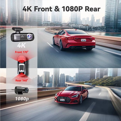 📹 Ultimate Road Surveillance: The REDTIGER F9 4K Front and Rear Dash Cam with 64GB