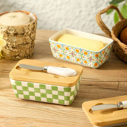 🌿 The Pastoral Pantry: Country-Style Ceramic Butter & Cheese Box