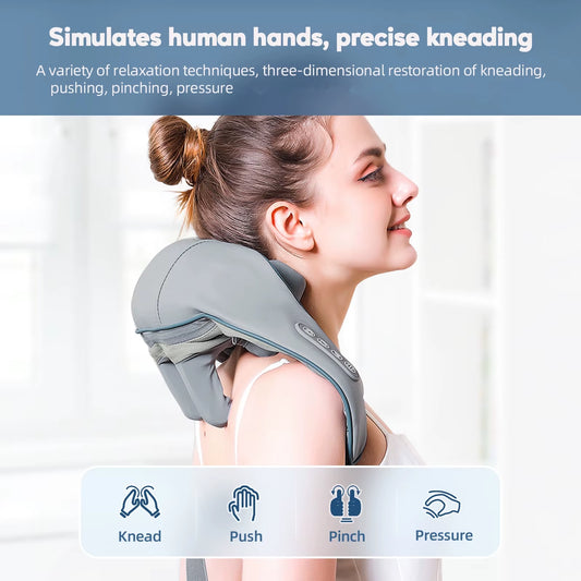 20-26W Wireless Neck & Shoulder Massager – Deep Kneading Massage Shawl with Heat