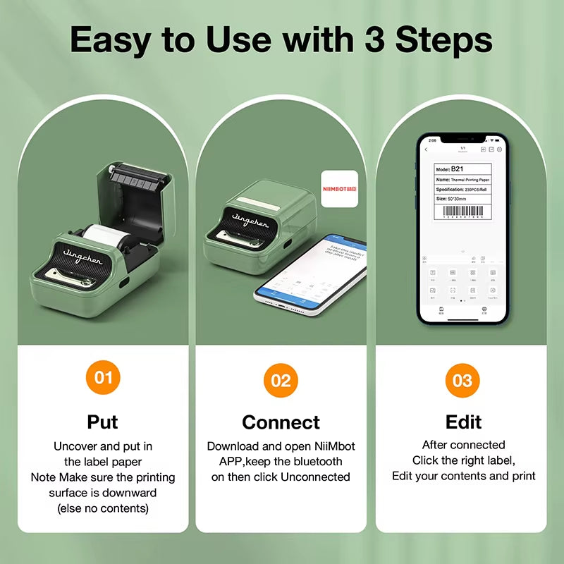 B21 Mini Portable Thermal Label Printer