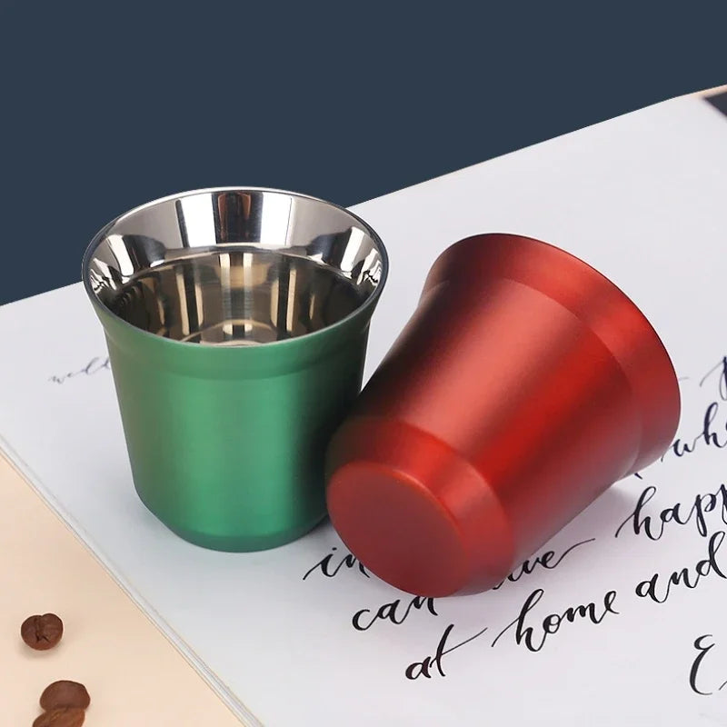 ☕ The Espresso Essential: 80ml Double-Wall Stainless Steel Mini Coffee Cups