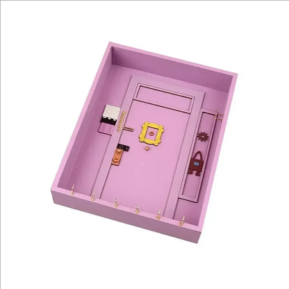 1Pc Wooden Key Holder - Elevate Your Home Decor with This Stylish Wooden Purple Entry Door Key Rack Wall Hooks Key Hanger
