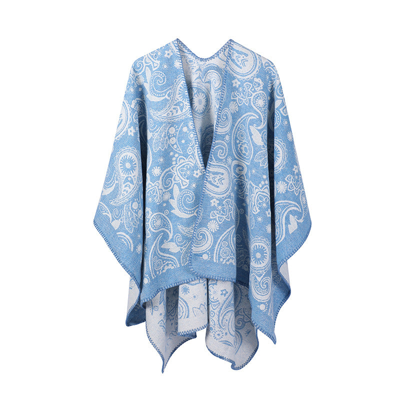 🧣 The Artisanal Wrap: Women's Jacquard Paisley Wool Cross Shawl