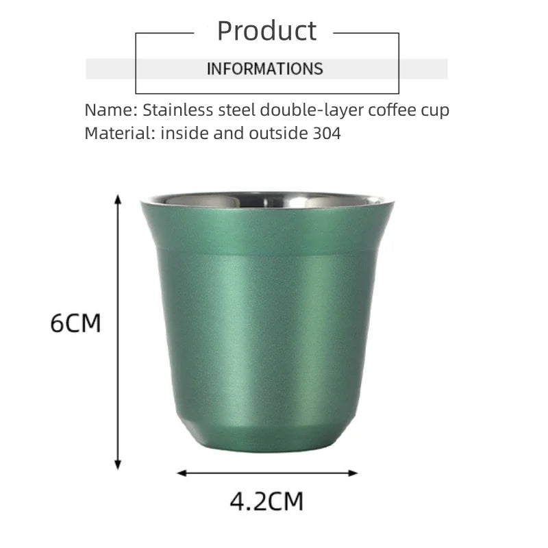 ☕ The Espresso Essential: 80ml Double-Wall Stainless Steel Mini Coffee Cups