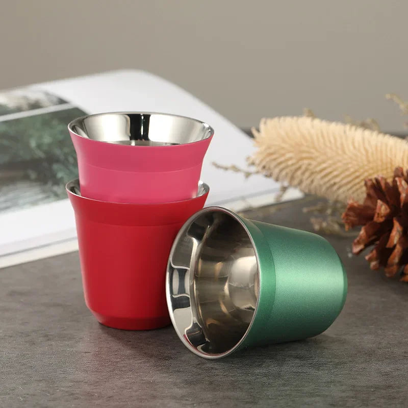 ☕ The Espresso Essential: 80ml Double-Wall Stainless Steel Mini Coffee Cups