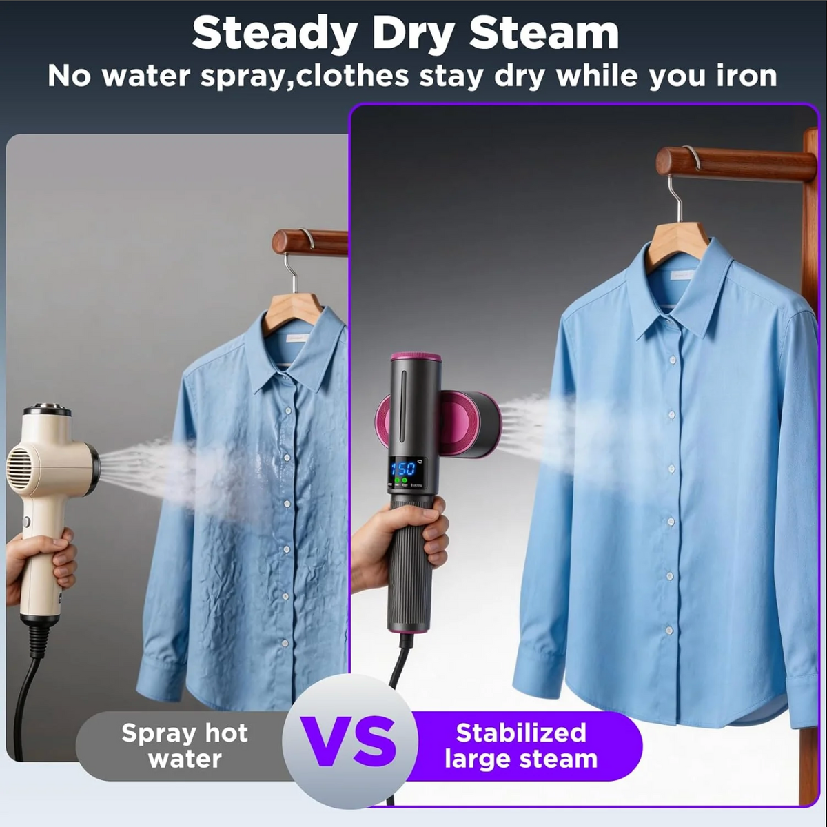 💨 Multifunctional Foldable Digital Control Travel Garment Steamer