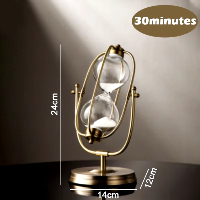 15-60 Minutes Newest Vintage Brass Hourglass 360° Rotating Metal Sand Clock Antique Timer Home Office Desktop Art Ornaments Gift