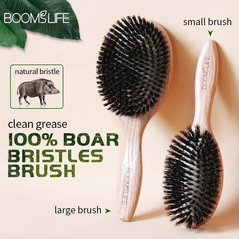 Boar Bristle Hair Brush Women Combs for Hair Wood Hairbrush Detangle Straightener Brush Hair Comb Barber Accessories