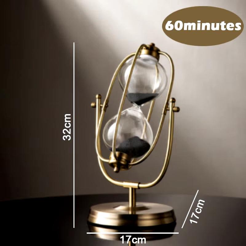 15-60 Minutes Newest Vintage Brass Hourglass 360° Rotating Metal Sand Clock Antique Timer Home Office Desktop Art Ornaments Gift