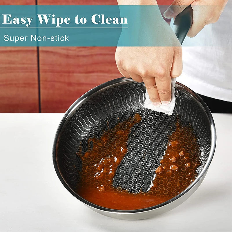 Stainless Steel Honeycomb Frying Pan with Lid – Model KC0480