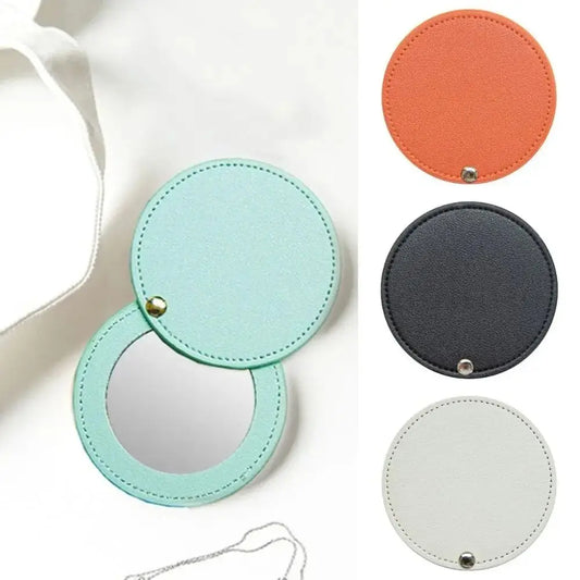 1Pc PU Leather Mini Mirror