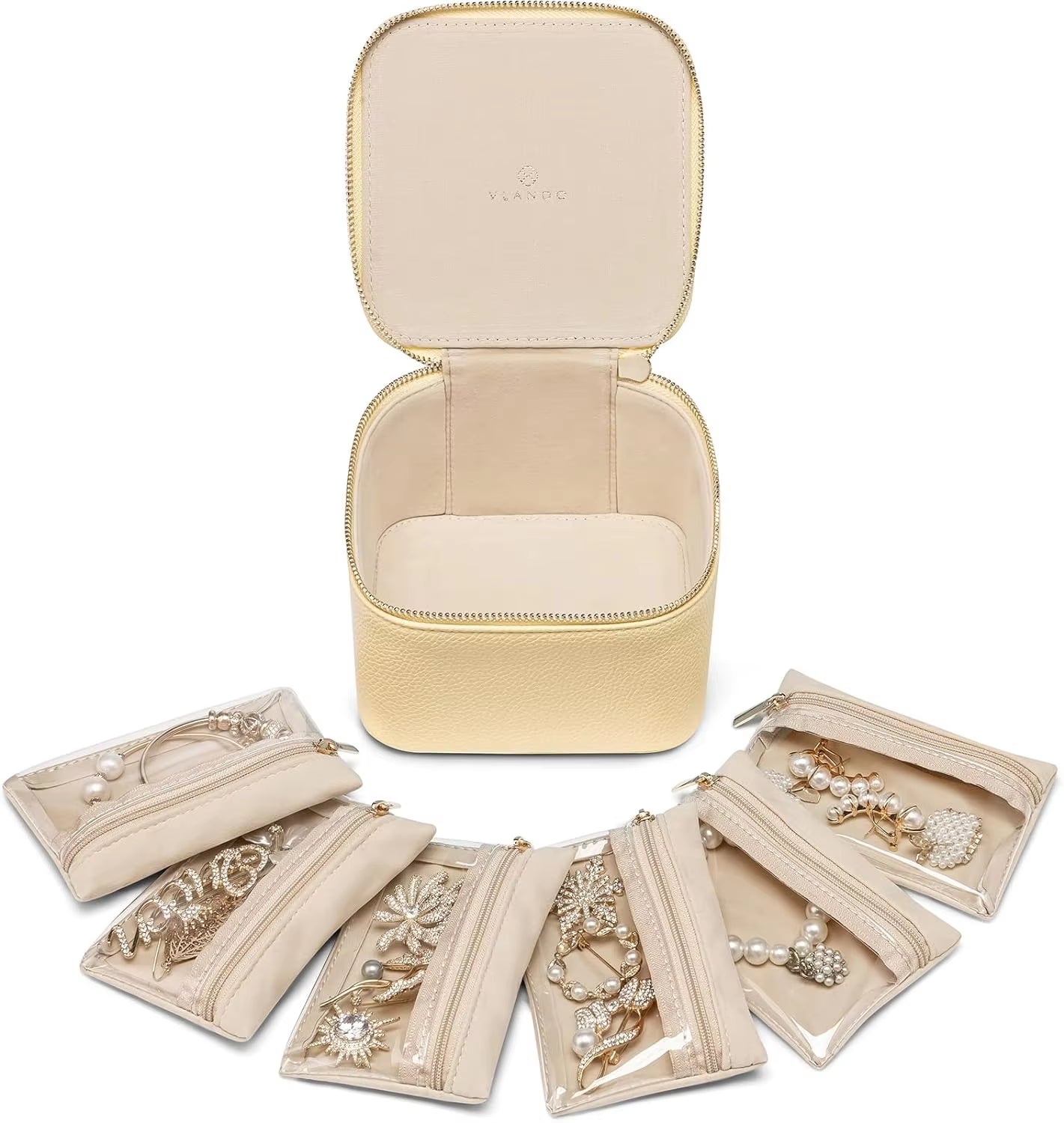 Travel Jewelry Box + 6 Velvet Pockets