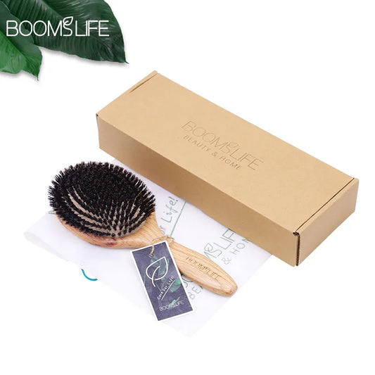 Boar Bristle Hair Brush Women Combs for Hair Wood Hairbrush Detangle Straightener Brush Hair Comb Barber Accessories