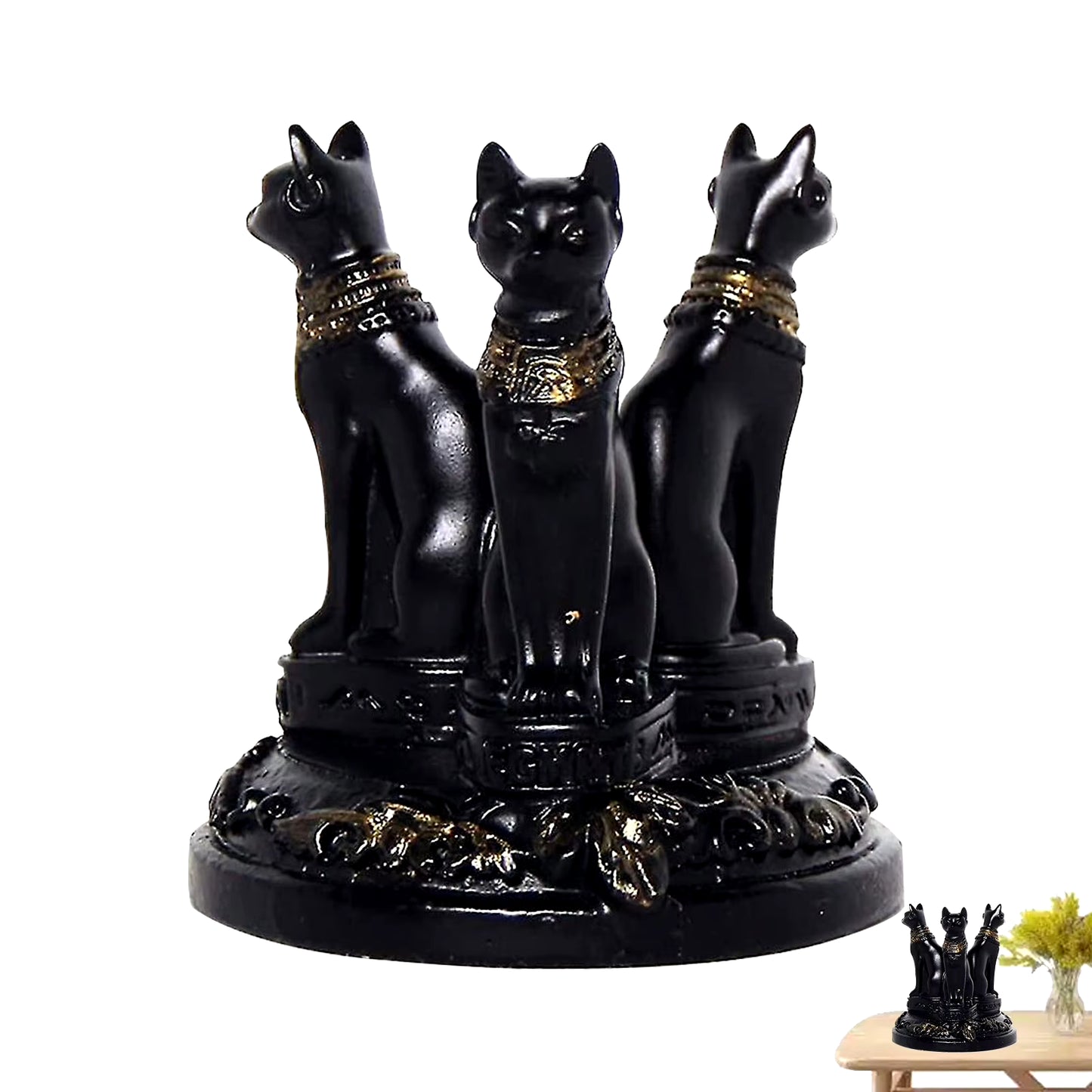 Triple Egyptian Retro Cats Statue