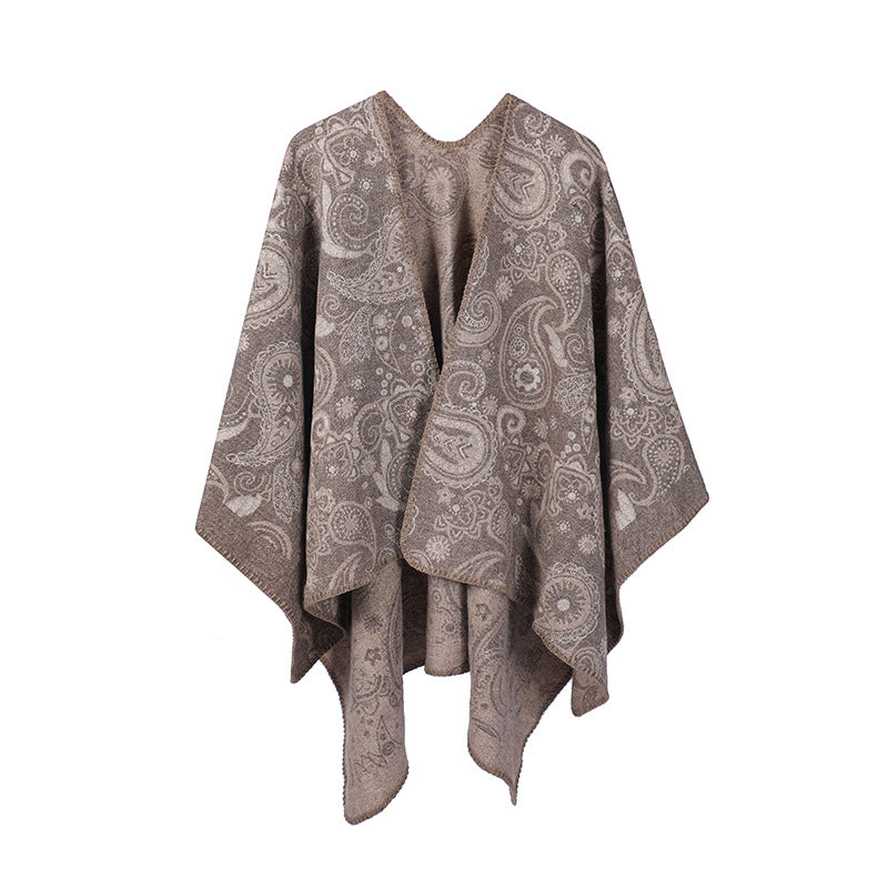 🧣 The Artisanal Wrap: Women's Jacquard Paisley Wool Cross Shawl