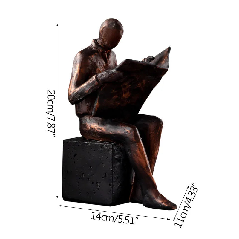 New Creative European-Style Reader Figure Ornaments Home Decor Antique Bookend Office Desktop Book Holder Exhibition Hall Book S