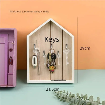 1Pc Wooden Key Holder - Elevate Your Home Decor with This Stylish Wooden Purple Entry Door Key Rack Wall Hooks Key Hanger