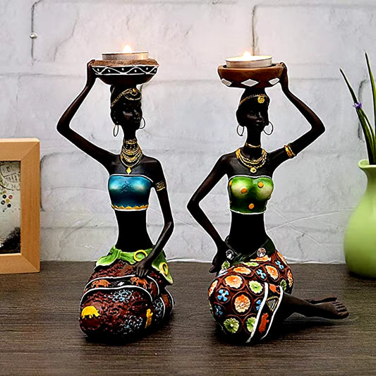 Statue Sculpture Candleholder African Figurines