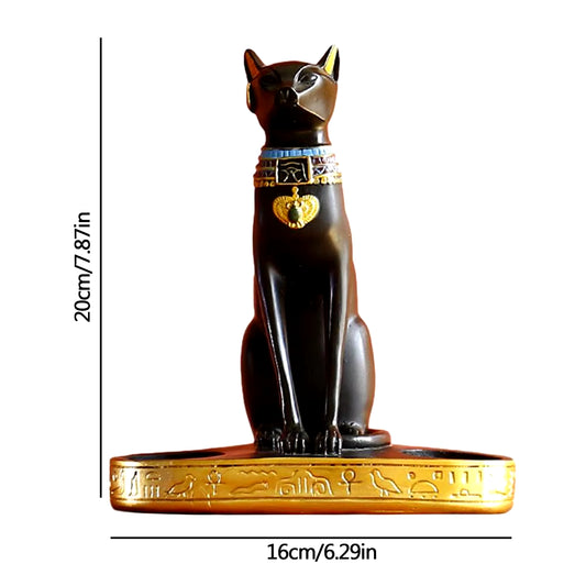 Cat Statue Ornament Egyptian Cat Figurine Decoration Vintage Cat Goddess Statue Home Ornaments Resin Cat Statue Candle Holder