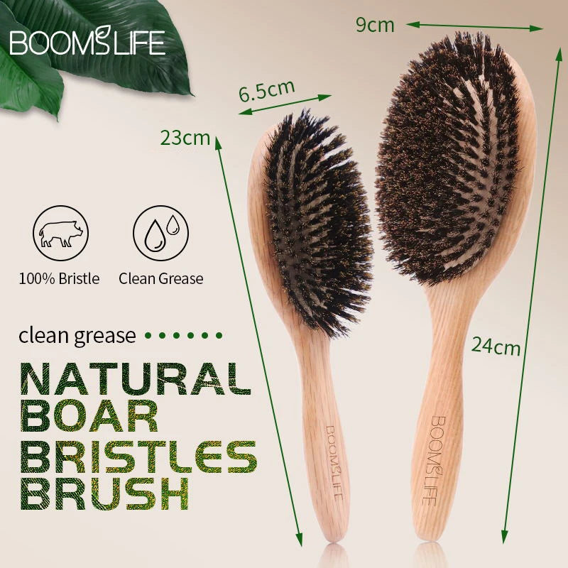 Boar Bristle Hair Brush Women Combs for Hair Wood Hairbrush Detangle Straightener Brush Hair Comb Barber Accessories