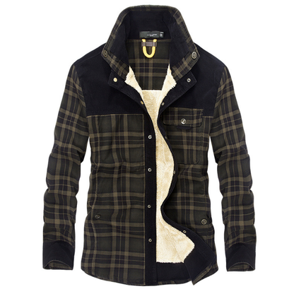 🛡️ The Rugged Guardian: Men’s Thicken Warm Fleece-Lined Plaid Jacket