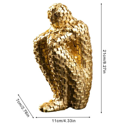 Nordic Thinker Abstract Statue Figure Miniatures Mosaic Resin Sculpture Figurines for Interior Modern Crafts Home Decoration