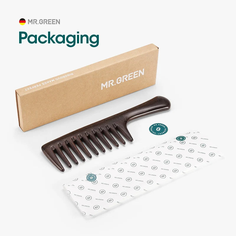🌿 The Scalp Sanctuary: MR.GREEN Wide-Tooth Natural Wood Massage Comb